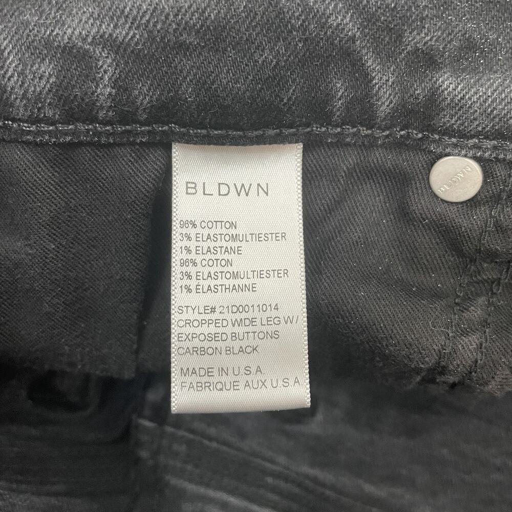 BLDWN Jeans Womens 27 Black Cropped Wide Leg Exposed Button High Rise USA - Picture 9 of 15